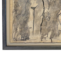 Two Female Nudes Expressionist Painting "Conversation"by African American Robert Colescott 1959 Smith Tower Gallery