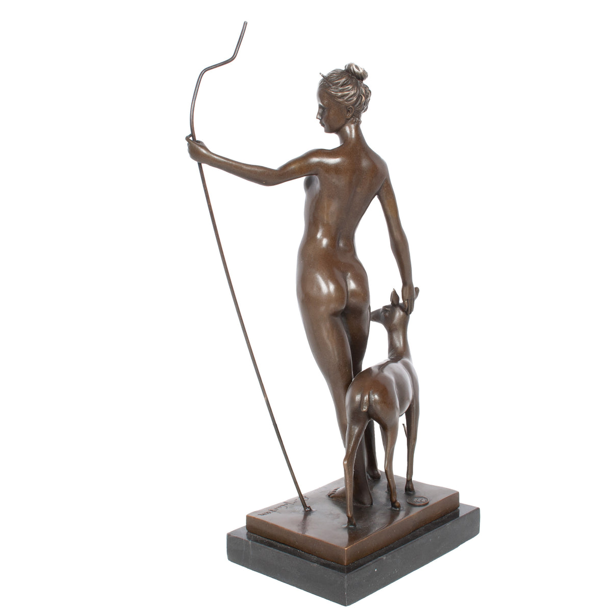 Antique American Art Deco Bronze Sculpture Statue of Diana French Foundry Stamp by Edward Francis McCartan Circa 1920