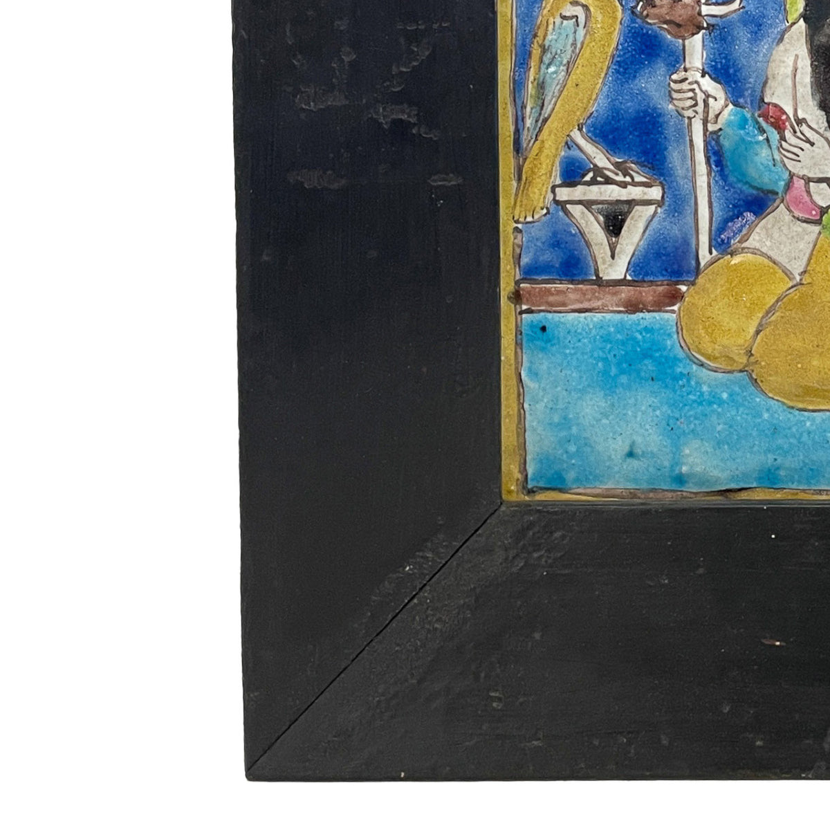 Antique 18th Century Persian Islamic Safavid Cuerda Seca Pottery Tile Rostam Circa 1700