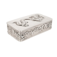 Antique Chinese Qing Dynasty Export Silver Gilt Dragon Snuff Box Wang Hing 1900