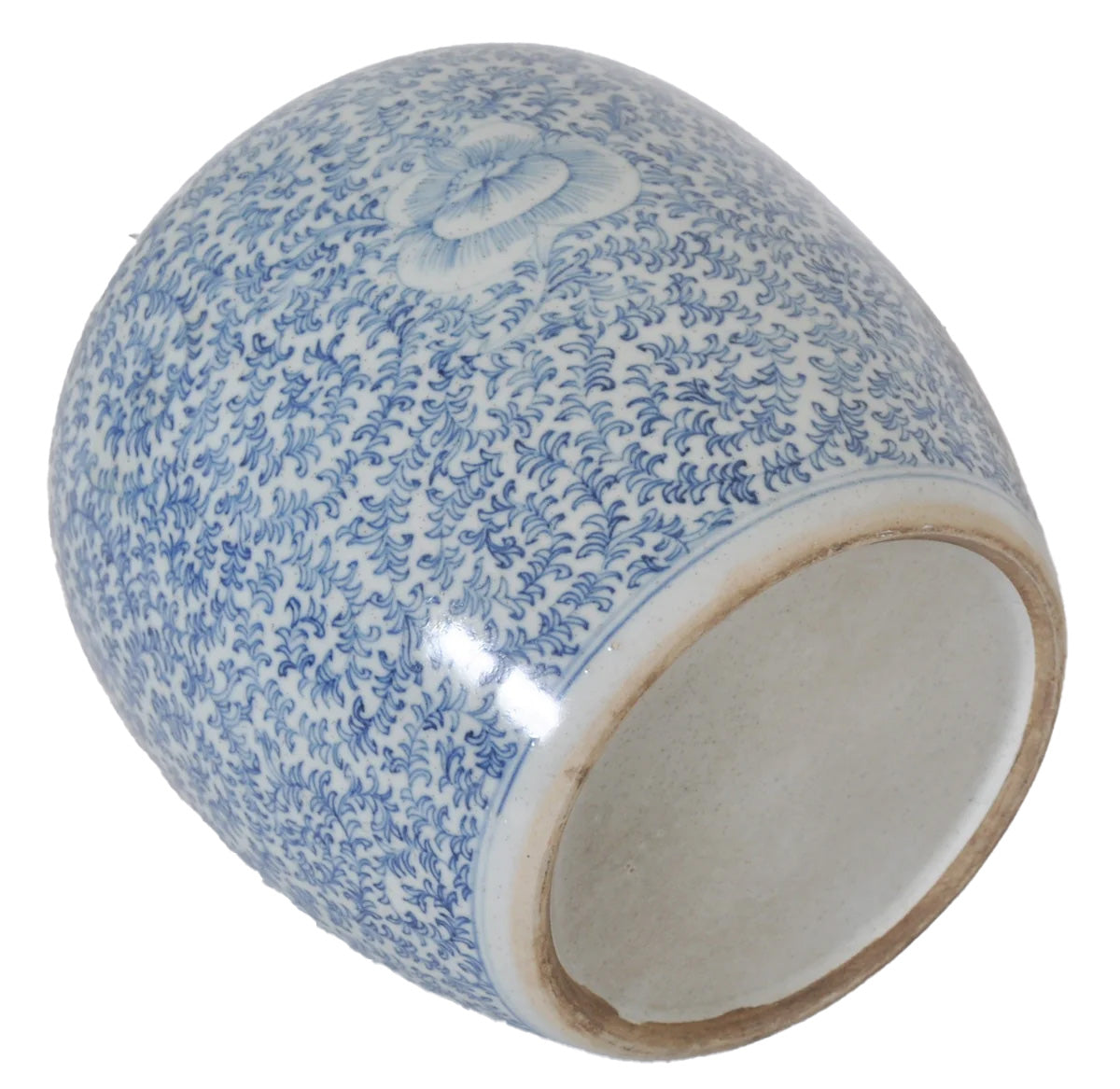 Antique Chinese Qing Dynasty Blue & White Porcelain Ginger Jar, Circa 1850