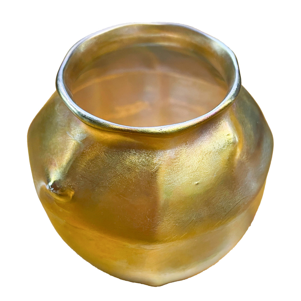 Antique Tiffany Art Nouveau Iridescent Gold Favrille Miniatue Art Glass Vase NY, Circa 1905