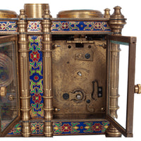 Antique French Brass & Champleve Combination Desk Carriage Clock Barometer 1900