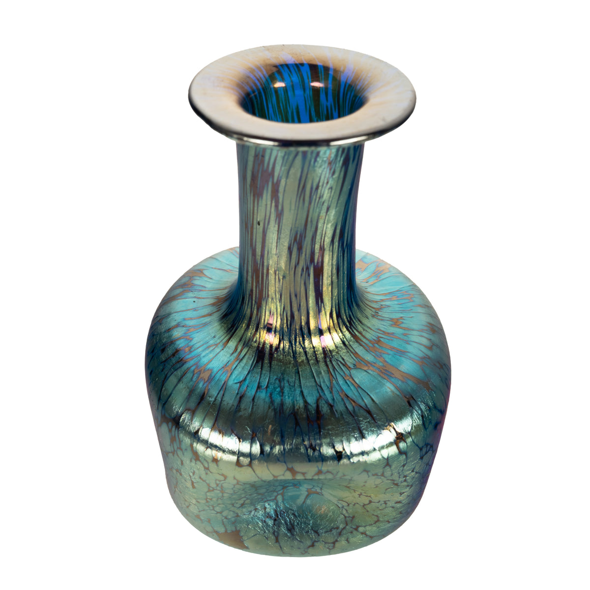 Antique Austrian Art Nouveau Loetz Cobalt Blue Papillon Art Glass Vase 1900