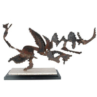 Oregon Pacific Northwest Artist Brutalist Bronze "Charging Animal" Sculpture by Tom Hardy 1985