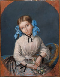 Antique 19th Century Swiss School Pastel Portrait Painting Beautiful Young Girl, Attributed to Albert Anker, Circa 1870