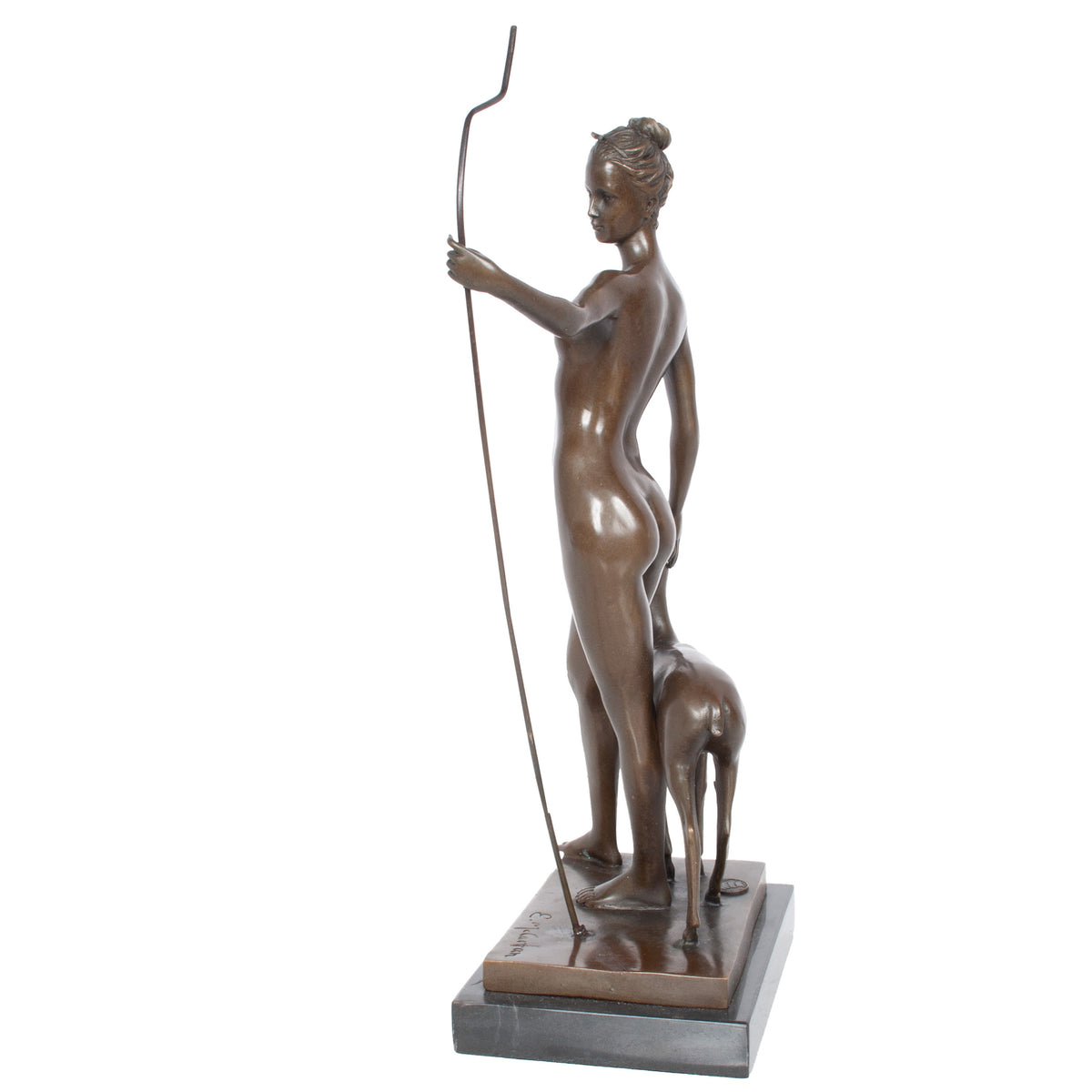 Antique American Art Deco Bronze Sculpture Statue of Diana French Foundry Stamp by Edward Francis McCartan Circa 1920