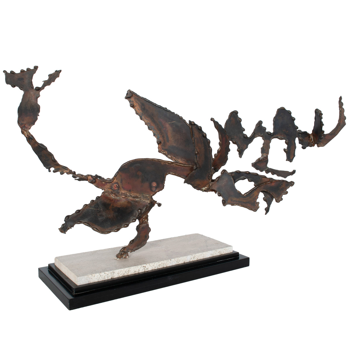 Oregon Pacific Northwest Artist Brutalist Bronze "Charging Animal" Sculpture by Tom Hardy 1985