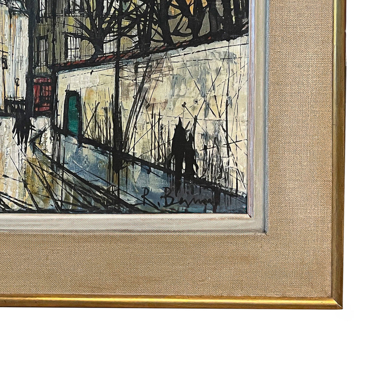 Mid Century French Expressionist Oil on Canvas Paris Street Scene by Renée Bernard, Circa 1960 Signed Titled