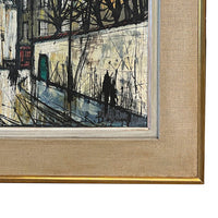 Mid Century French Expressionist Oil on Canvas Paris Street Scene by Renée Bernard, Circa 1960 Signed Titled