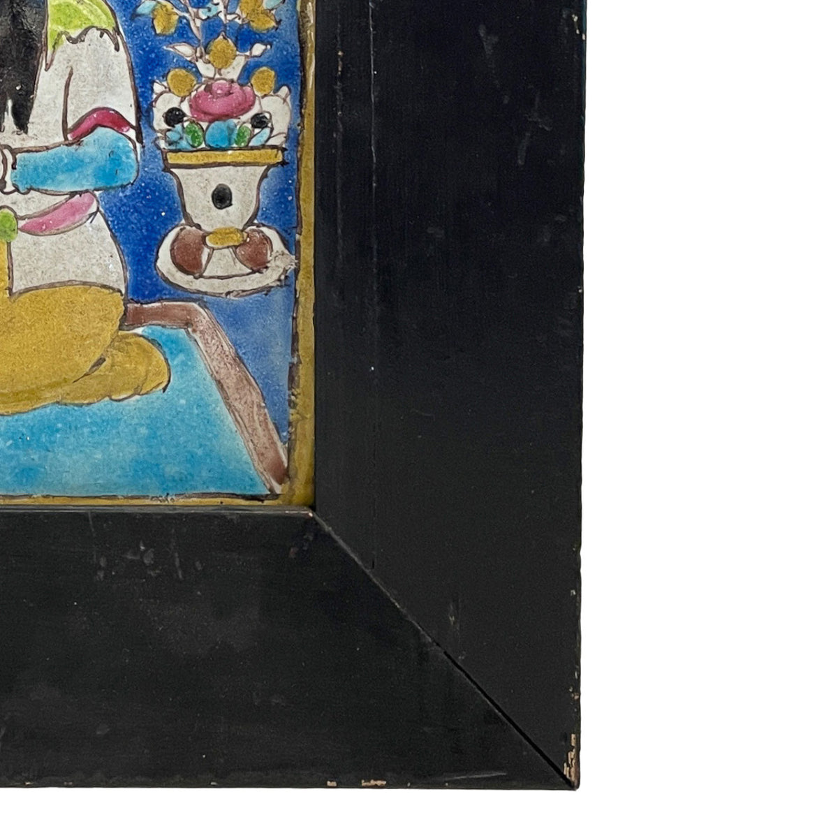 Antique 18th Century Persian Islamic Safavid Cuerda Seca Pottery Tile Rostam Circa 1700