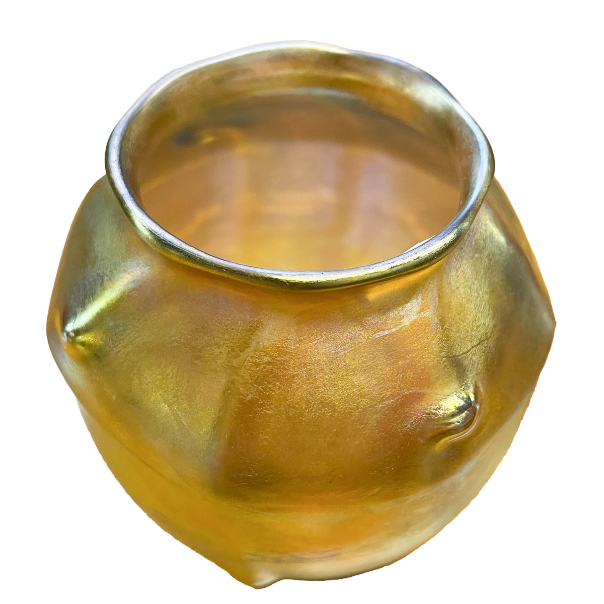 Antique Tiffany Art Nouveau Iridescent Gold Favrille Miniatue Art Glass Vase NY, Circa 1905