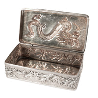 Antique Chinese Qing Dynasty Export Silver Gilt Dragon Snuff Box Wang Hing 1900