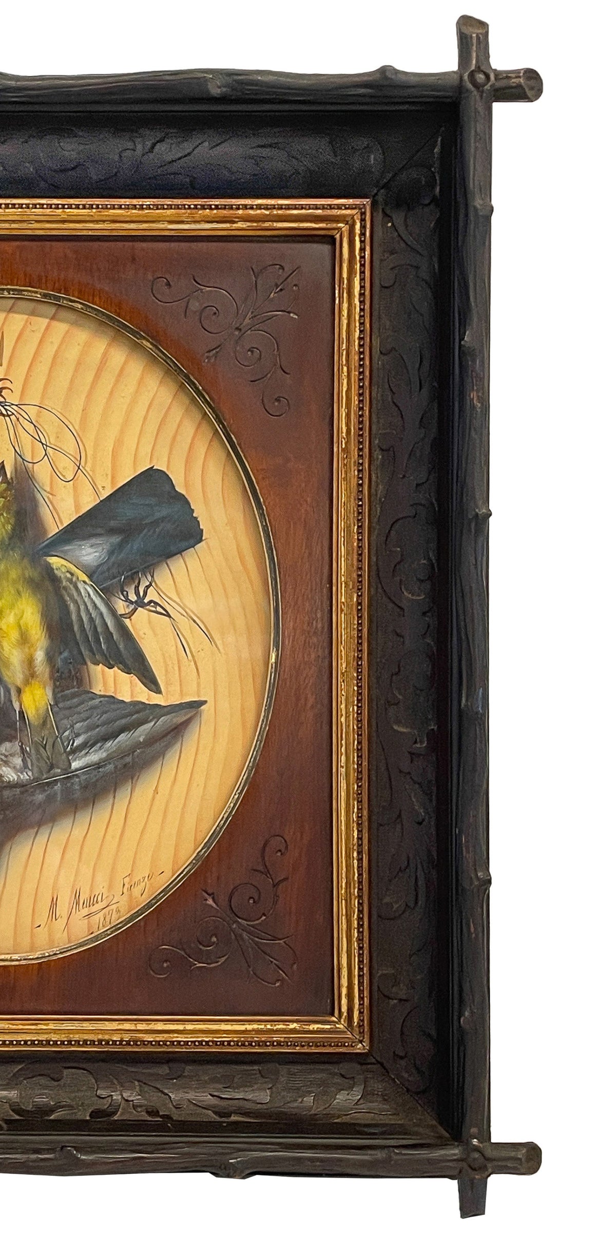 Pair Italian Still Life Trompe-l'œil Oil Paintings Dead Birds Firenze Italy by Michelangelo Meucci, 1873