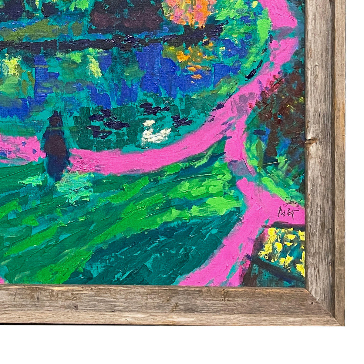 Large Expressionist Acrylic Canvas Painting "Laurelhurst Park" Portland Oregon, by Jack McLarty 2003