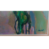 Large American NW Abstract Expressionist painting Circus "Wire Performance" by Fredrick Heidel, 1993