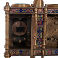 Antique French Brass & Champleve Combination Desk Carriage Clock Barometer 1900