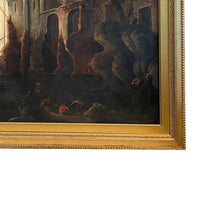 Large 17th Century Italian Oil on Canvas Ships Seascape Painting "Marina delle torri" the Circle of Salvator Rosa, 1660