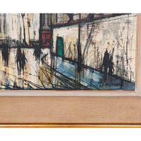 Mid Century French Expressionist Oil on Canvas Paris Street Scene by Renée Bernard, Circa 1960 Signed Titled