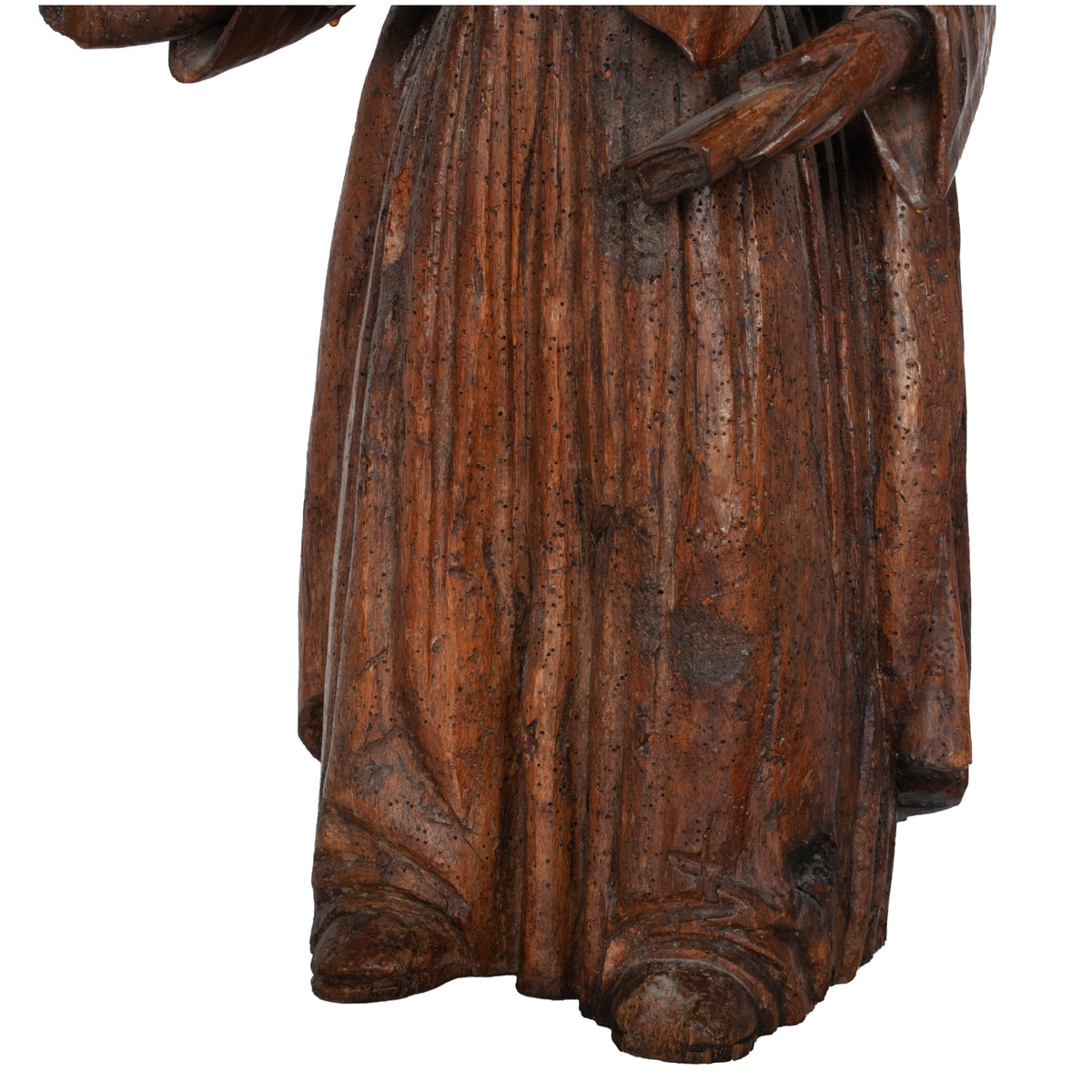 Large Antique French 17th Century Carved Walnut Saint Peter Santos Figure Statue