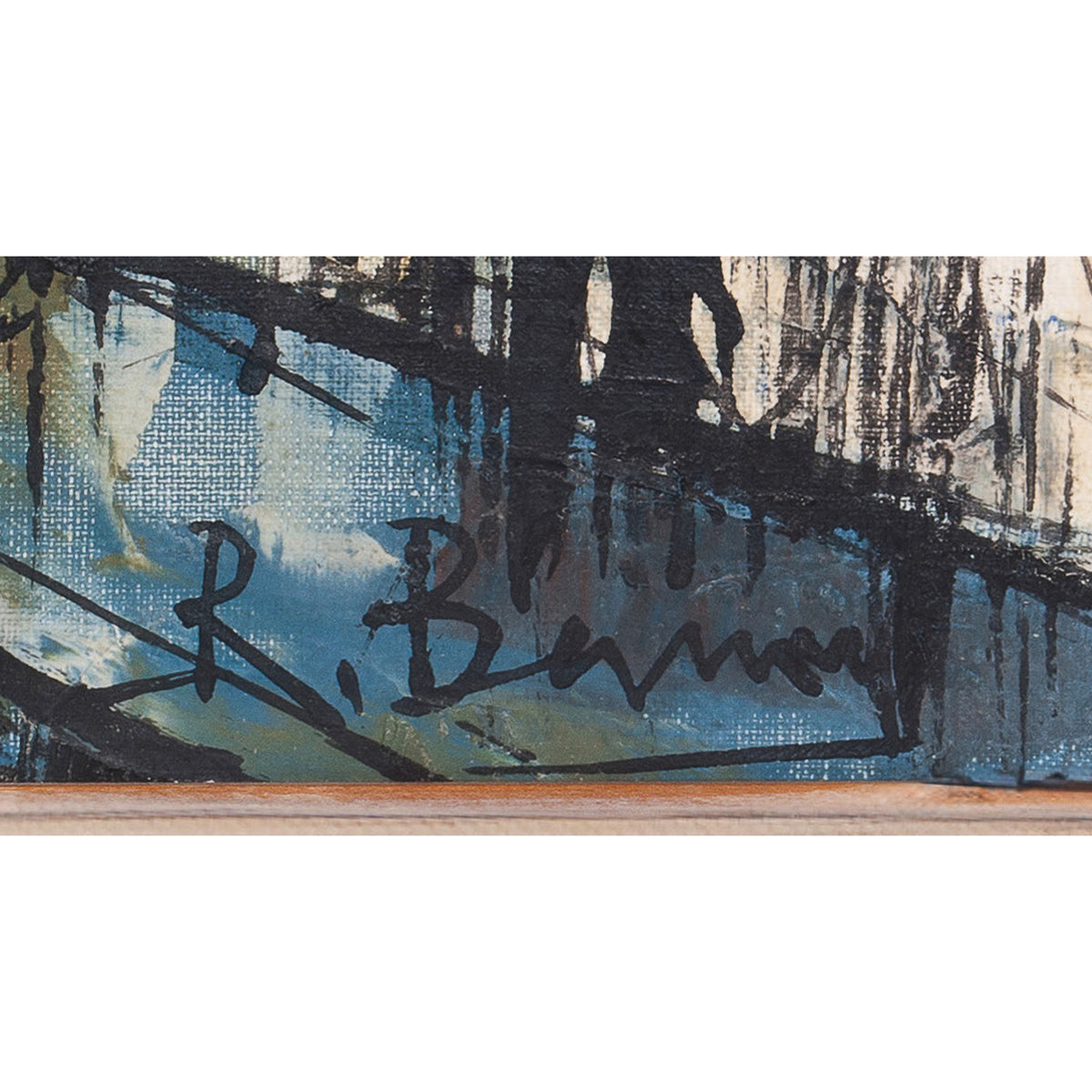 Mid Century French Expressionist Oil on Canvas Paris Street Scene by Renée Bernard, Circa 1960 Signed Titled