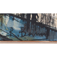 Mid Century French Expressionist Oil on Canvas Paris Street Scene by Renée Bernard, Circa 1960 Signed Titled