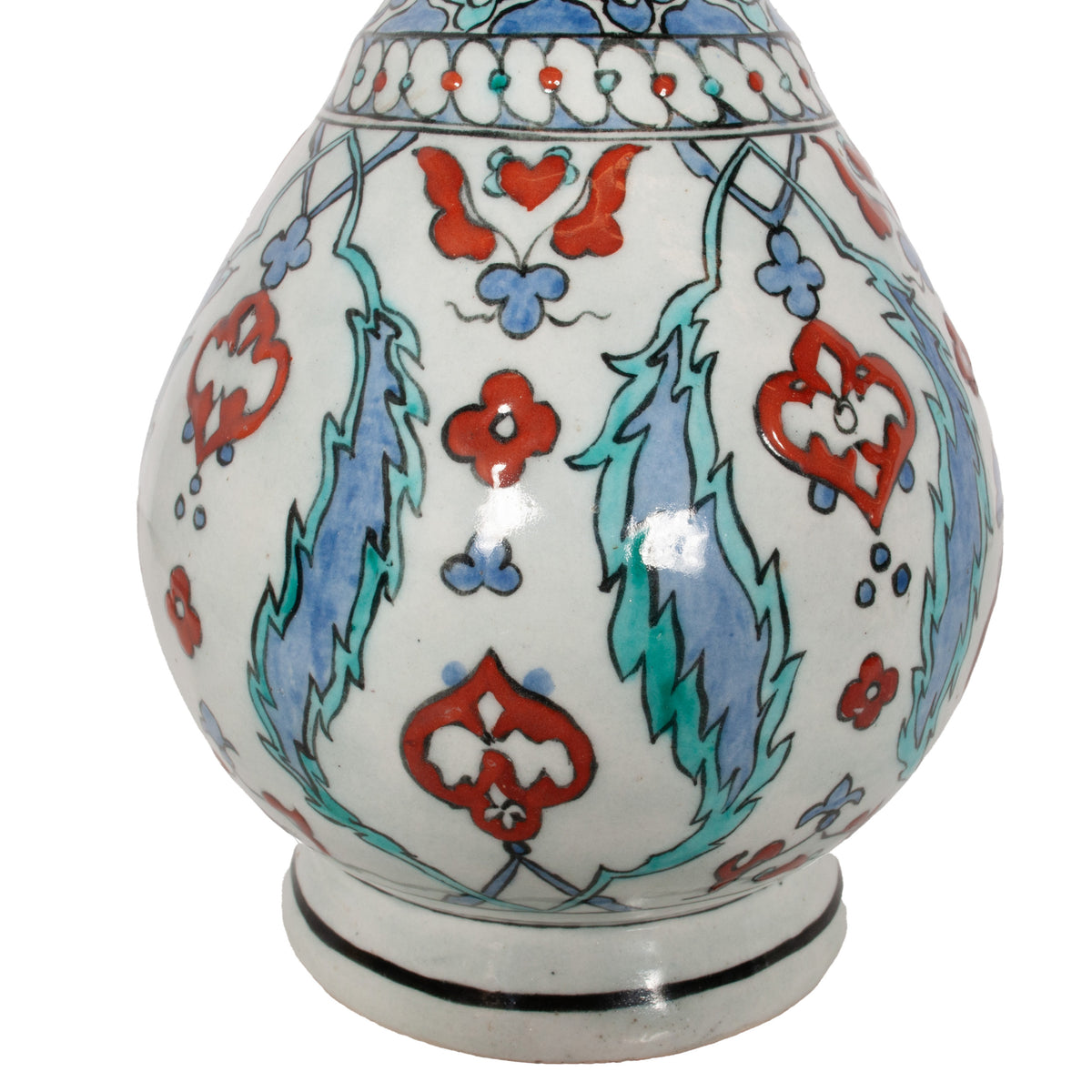 Antique 18th Century Ottoman Islamic Iznik Kutahya Pottery Bottle Vase Surahi