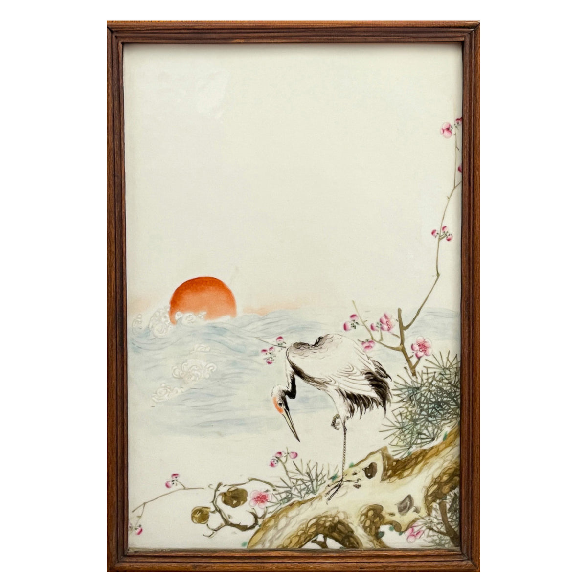 Antique Chinese Qing Set of Four Hand-Painted Porcelain Plaques "4 Seasons" 1890