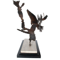 Oregon Pacific Northwest Artist Brutalist Bronze "Charging Animal" Sculpture by Tom Hardy 1985
