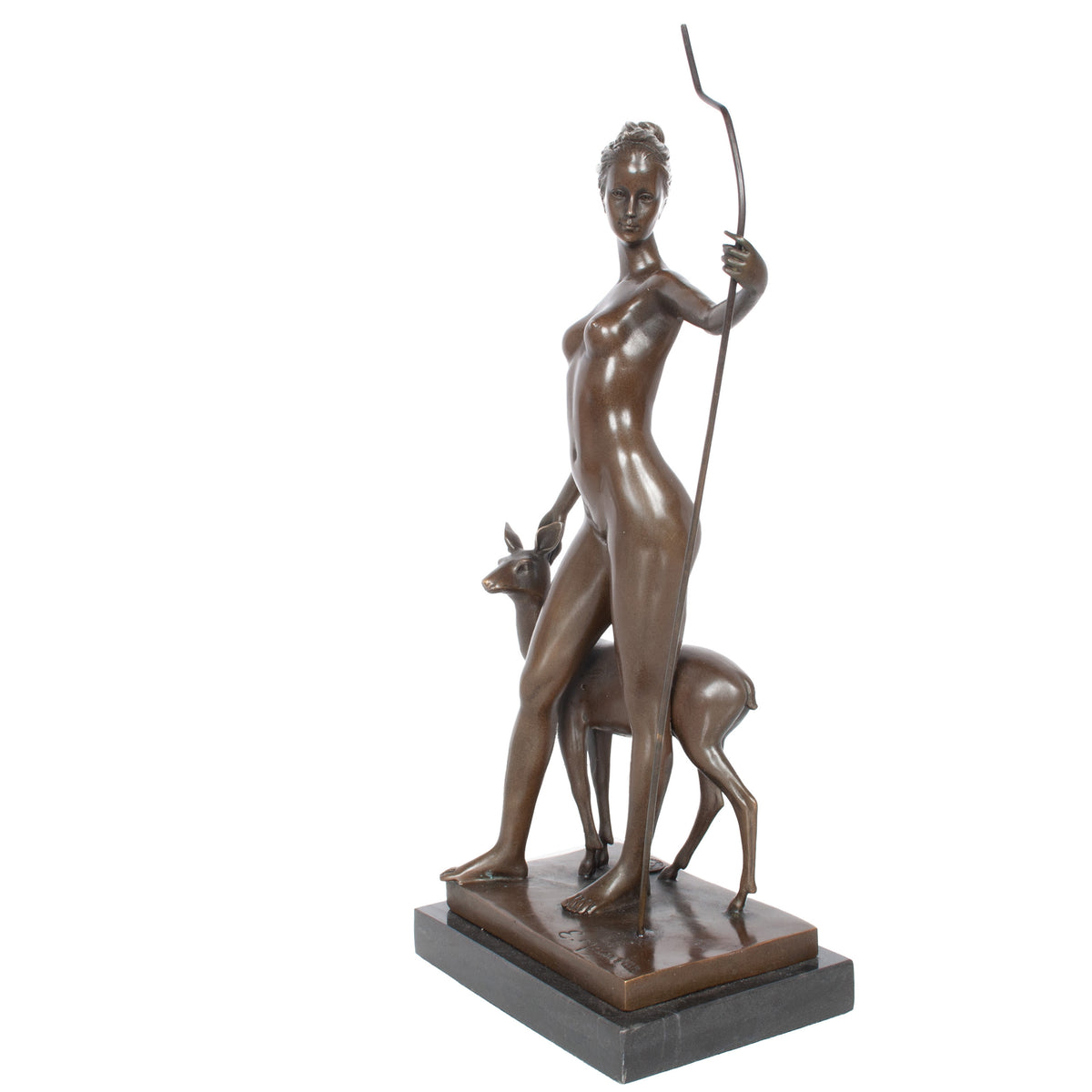 Antique American Art Deco Bronze Sculpture Statue of Diana French Foundry Stamp by Edward Francis McCartan Circa 1920