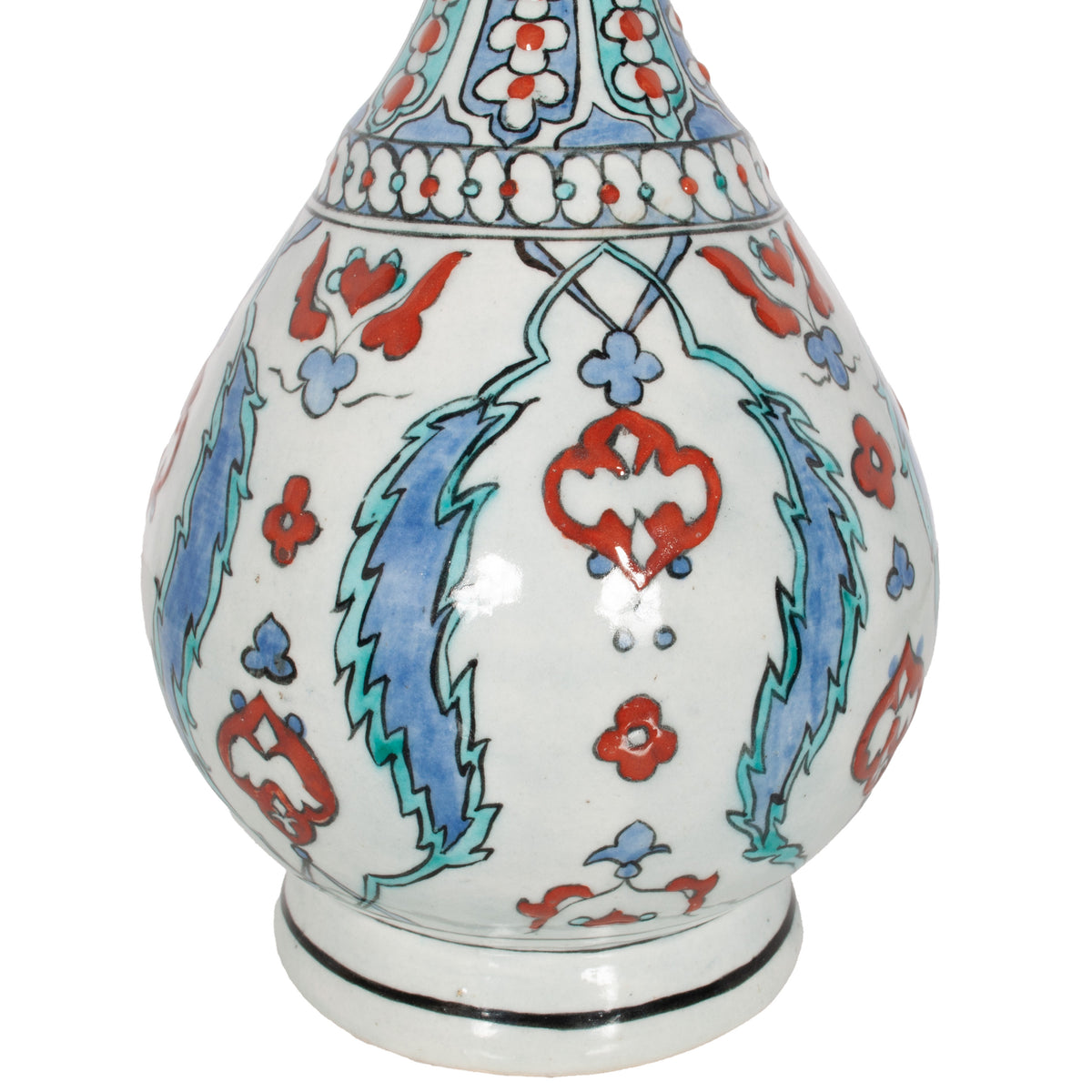 Antique 18th Century Ottoman Islamic Iznik Kutahya Pottery Bottle Vase Surahi