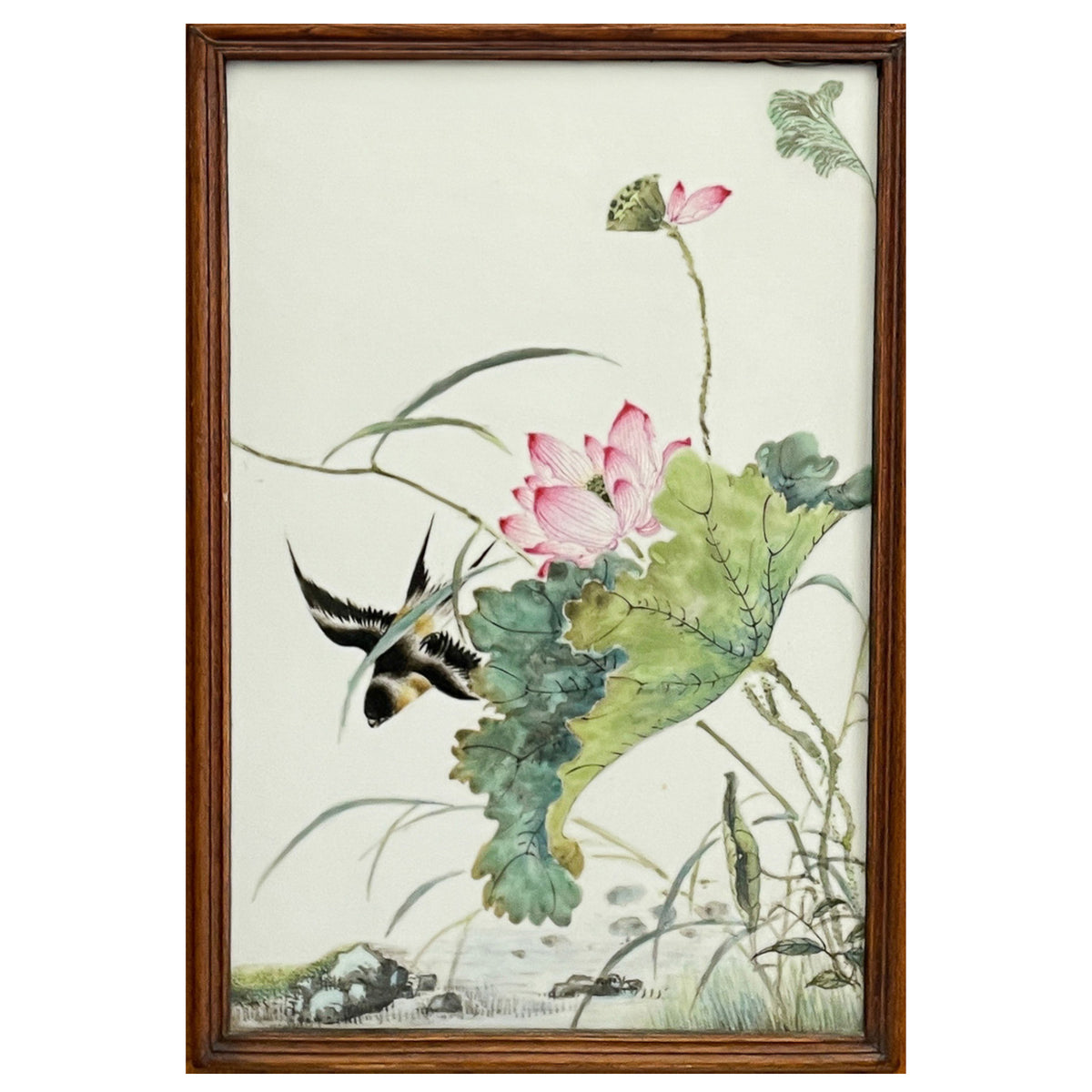 Antique Chinese Qing Set of Four Hand-Painted Porcelain Plaques "4 Seasons" 1890