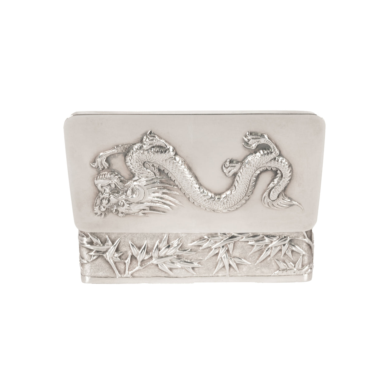 Antique Chinese Qing Dynasty Export Silver Gilt Dragon Snuff Box Wang Hing 1900