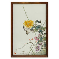 Antique Chinese Qing Set of Four Hand-Painted Porcelain Plaques "4 Seasons" 1890