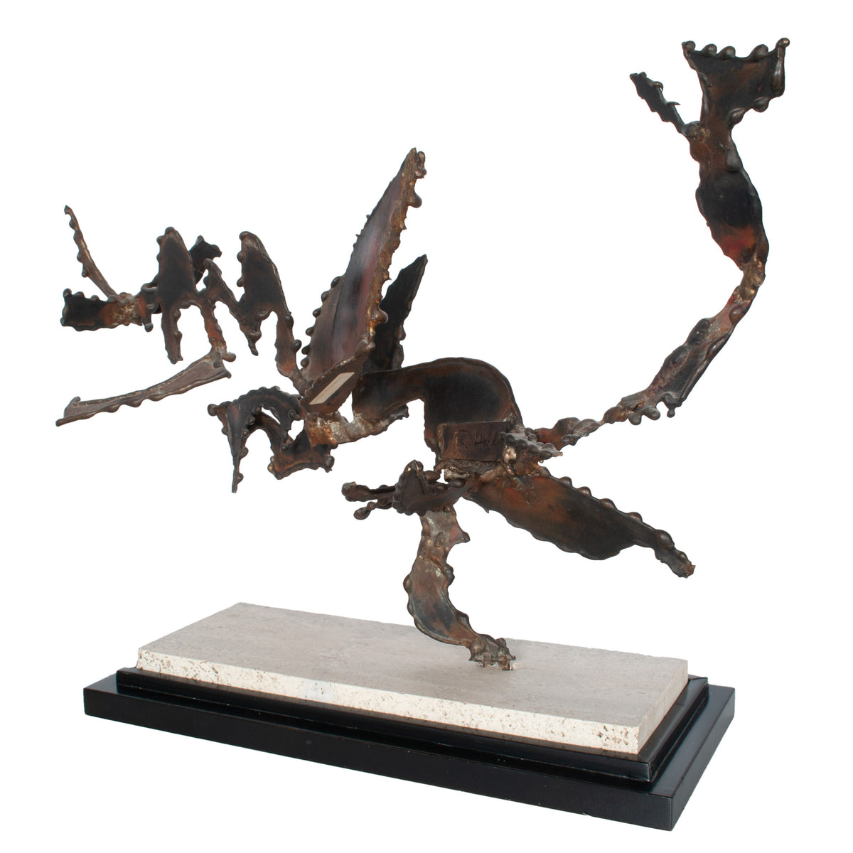 Oregon Pacific Northwest Artist Brutalist Bronze "Charging Animal" Sculpture by Tom Hardy 1985