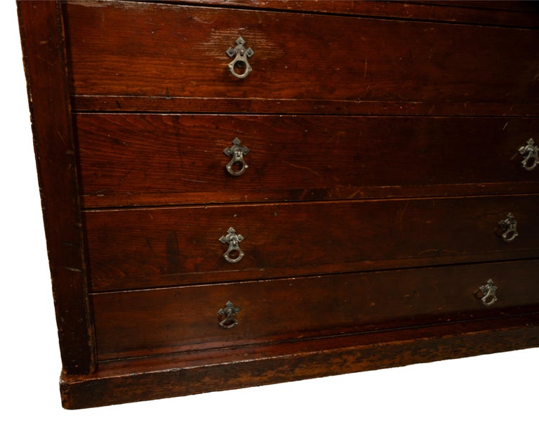 Antique Georgian Drawing Print Architect's Plan File 7 Drawer Chest Cabinet 1820