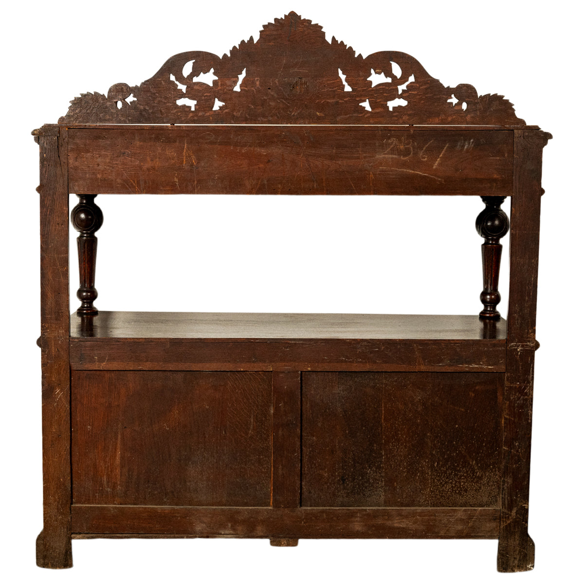 Antique Scottish Carved Oak Renaissance Revival Wine Server Buffet Sideboard