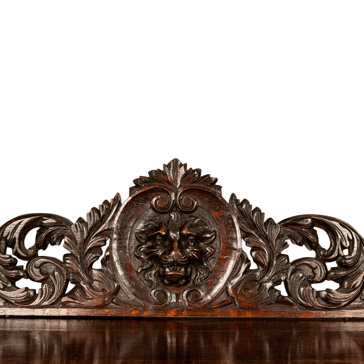 Antique Scottish Carved Oak Renaissance Revival Wine Server Buffet Sideboard