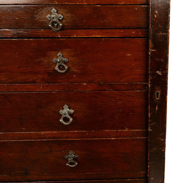 Antique Georgian Drawing Print Architect's Plan File 7 Drawer Chest Cabinet 1820