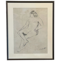 Original Signed & Dated Female Nude Drawing African American Expressionist by Robert Colescott, 1960