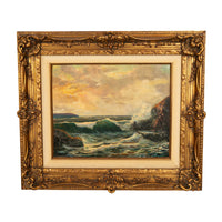 Antique American Marine Seascape Oil Painting Crashing Surf Atlantic Coast Maine Frederick Judd Waugh 1910