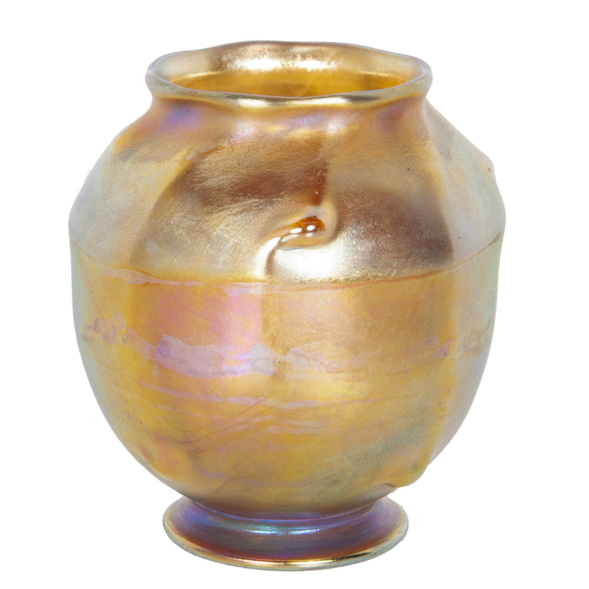 Antique Tiffany Art Nouveau Iridescent Gold Favrille Miniatue Art Glass Vase NY, Circa 1905