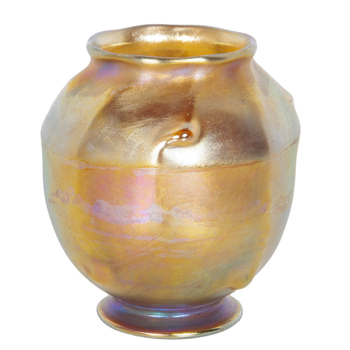 Antique Tiffany Art Nouveau Iridescent Gold Favrille Miniatue Art Glass Vase NY, Circa 1905