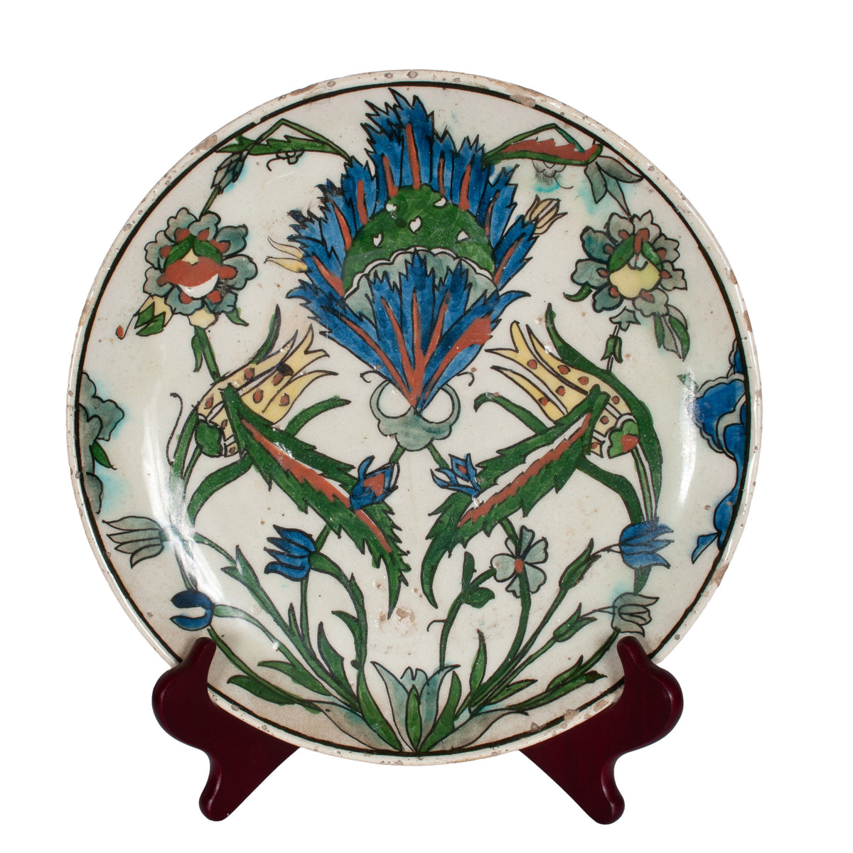 Antique 18th Century Islamic Ottoman Iznik Kutayha Pottery Plate Turkey 1750