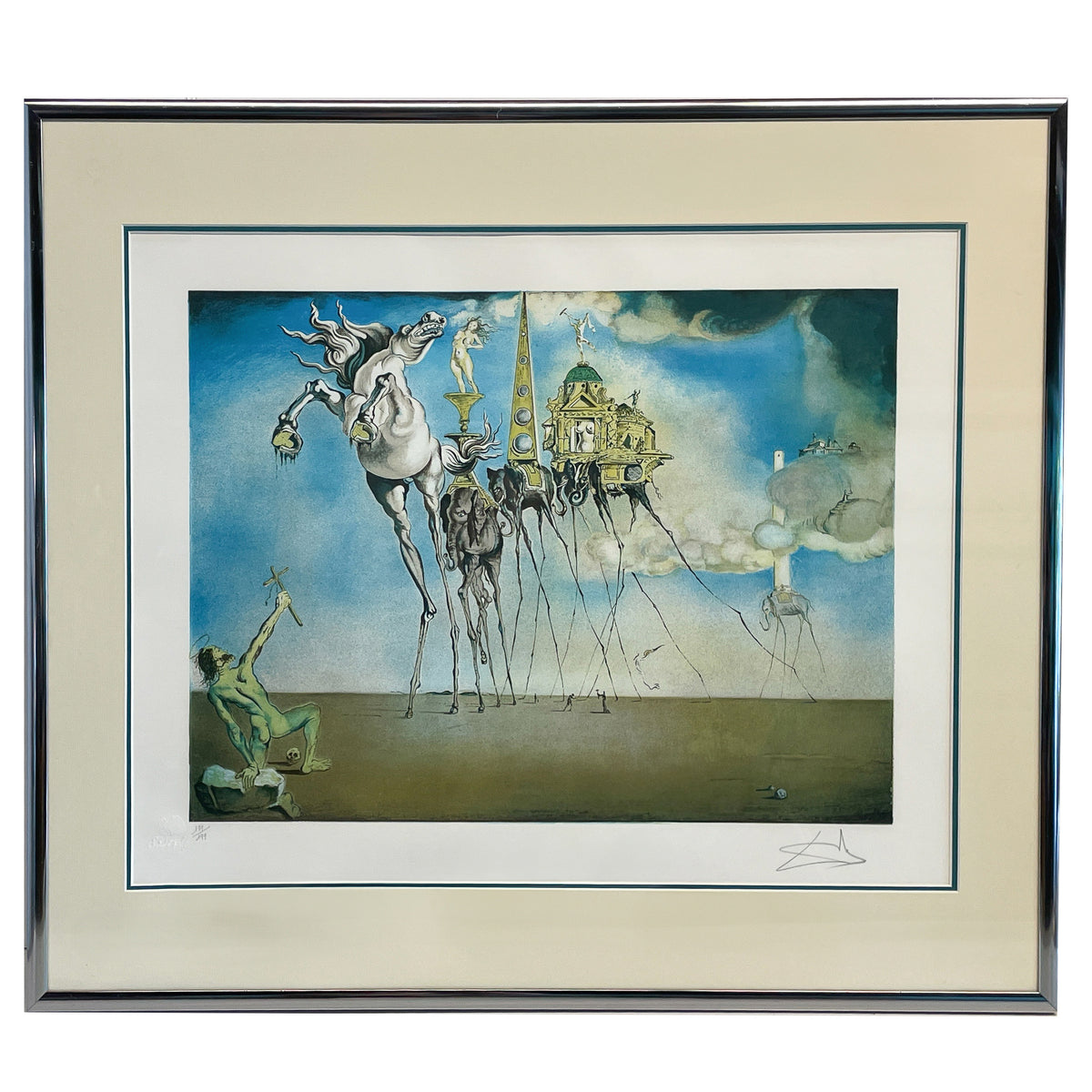 Original Chromolithograph "The Temptation of St. Anthony" by Salvador Dali, Signed with C.O.A #189, 1946