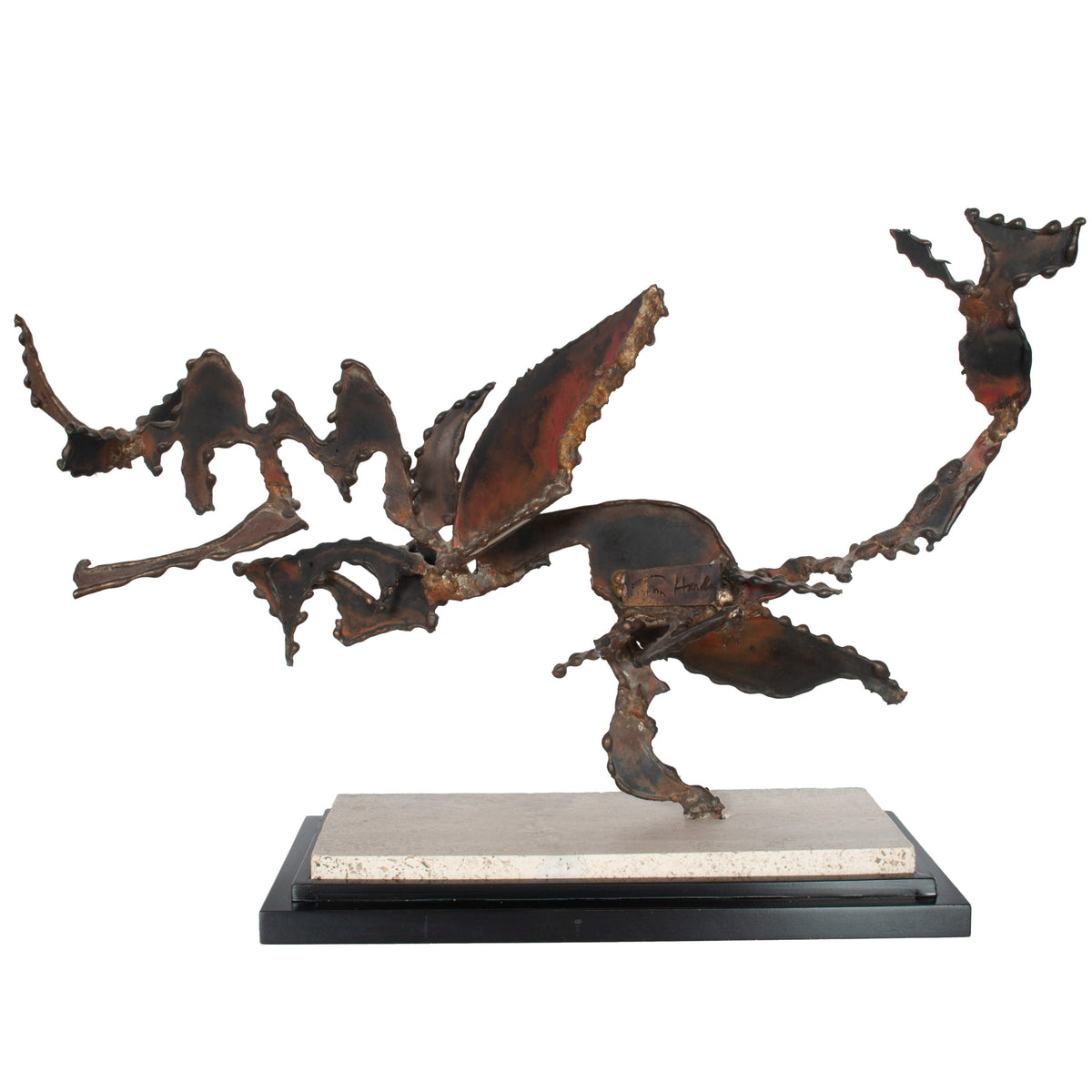 Oregon Pacific Northwest Artist Brutalist Bronze "Charging Animal" Sculpture by Tom Hardy 1985