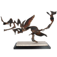 Oregon Pacific Northwest Artist Brutalist Bronze "Charging Animal" Sculpture by Tom Hardy 1985