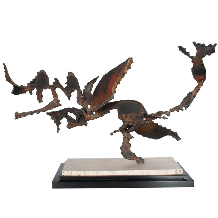 Oregon Pacific Northwest Artist Brutalist Bronze "Charging Animal" Sculpture by Tom Hardy 1985