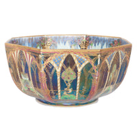 Antique Wedgwood Fairyland Lustre Porcelain "Moorish Smoke & Ribbons" Bowl 1920