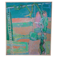 Large American NW Abstract Expressionist painting Circus "Wire Performance" by Fredrick Heidel, 1993